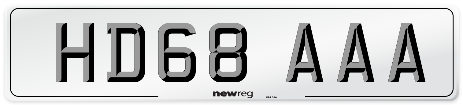 HD68 AAA Number Plate from New Reg